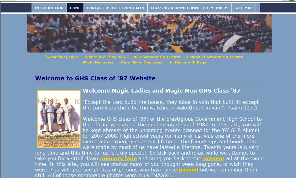 GHS Class of '87 Website - Home Page